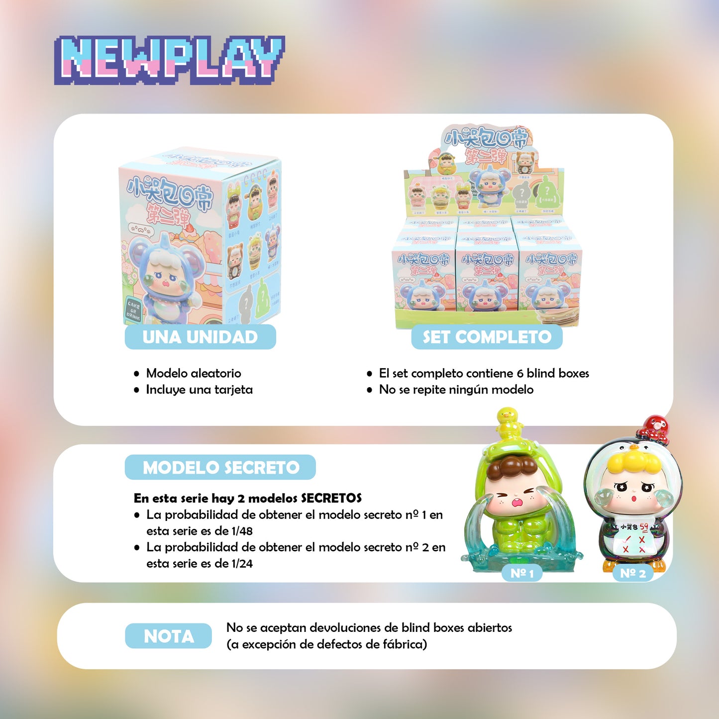 Detalles blind box Pequeña Llorona Newplay - información serie y modelos secretos