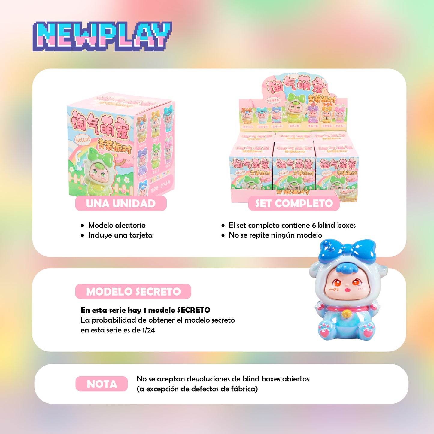 Detalles blind box Mascotas Rongrong Newplay - información serie y modelo secreto