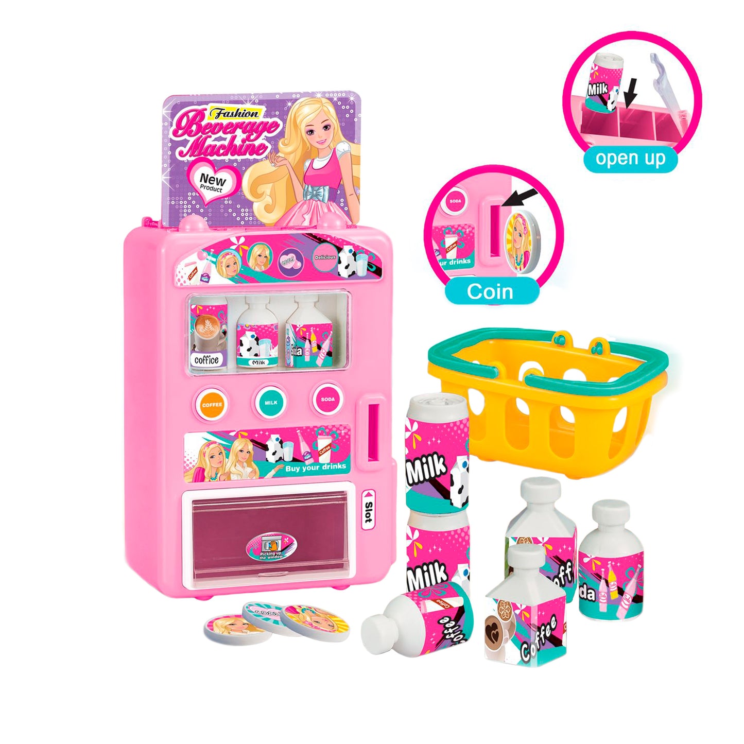 SET MINI MAQUINA EXPENDEDORA DE BEBIDAS CON ACCESORIOS