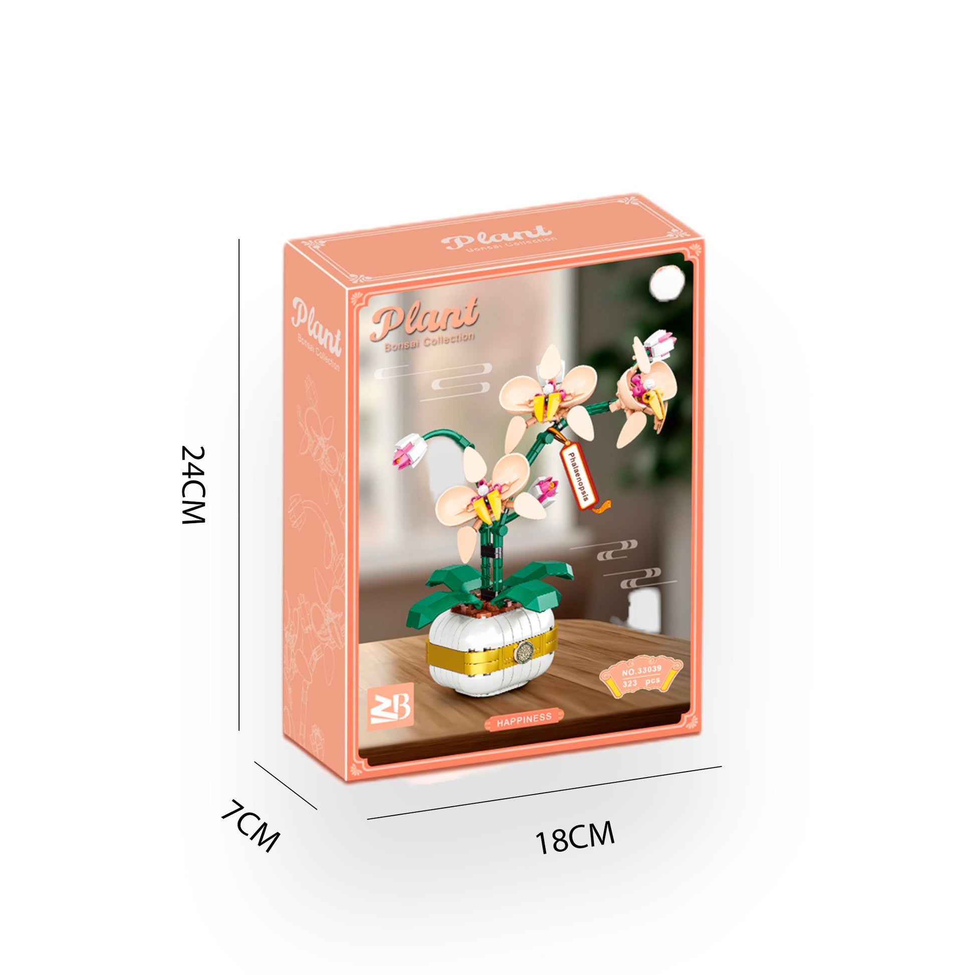 Medidas caja bloques construcción orquídea mariposa Newplay - empaque y dimensiones