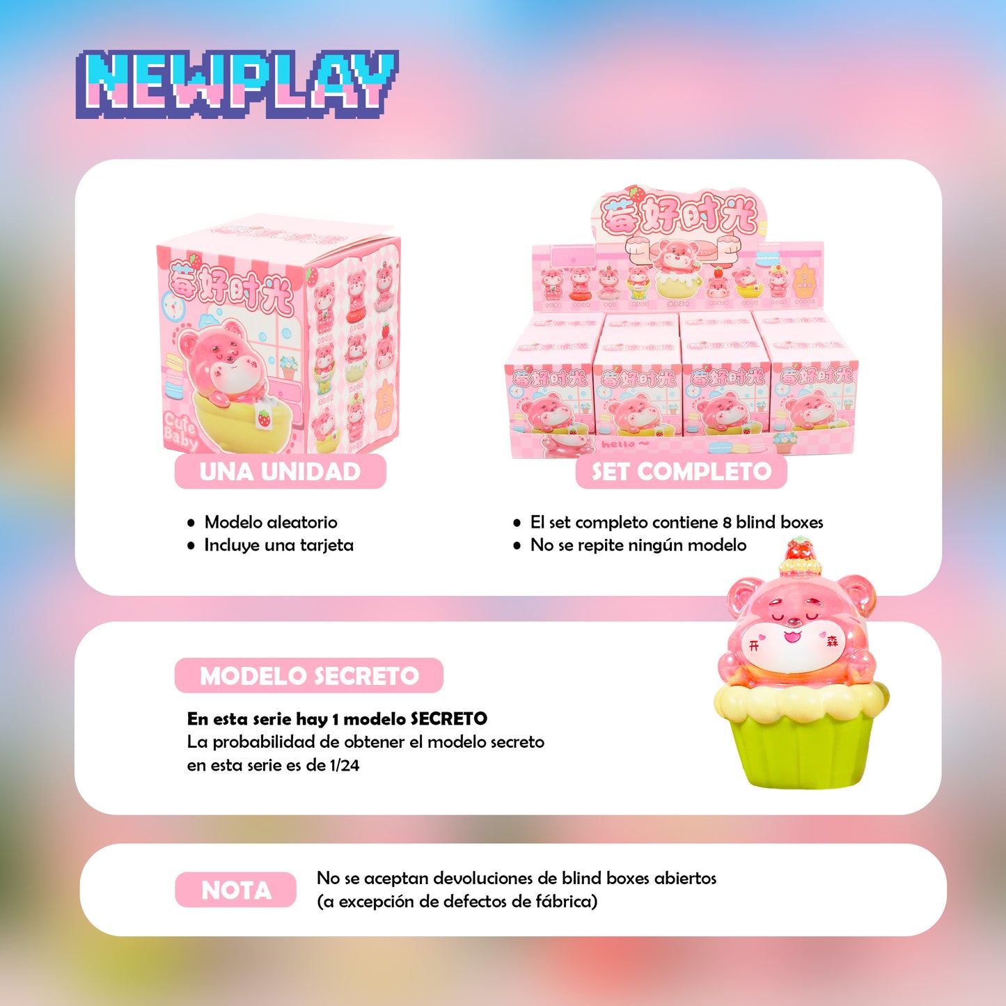 Detalles blind box Osito de Fresa Newplay - información serie y modelo secreto