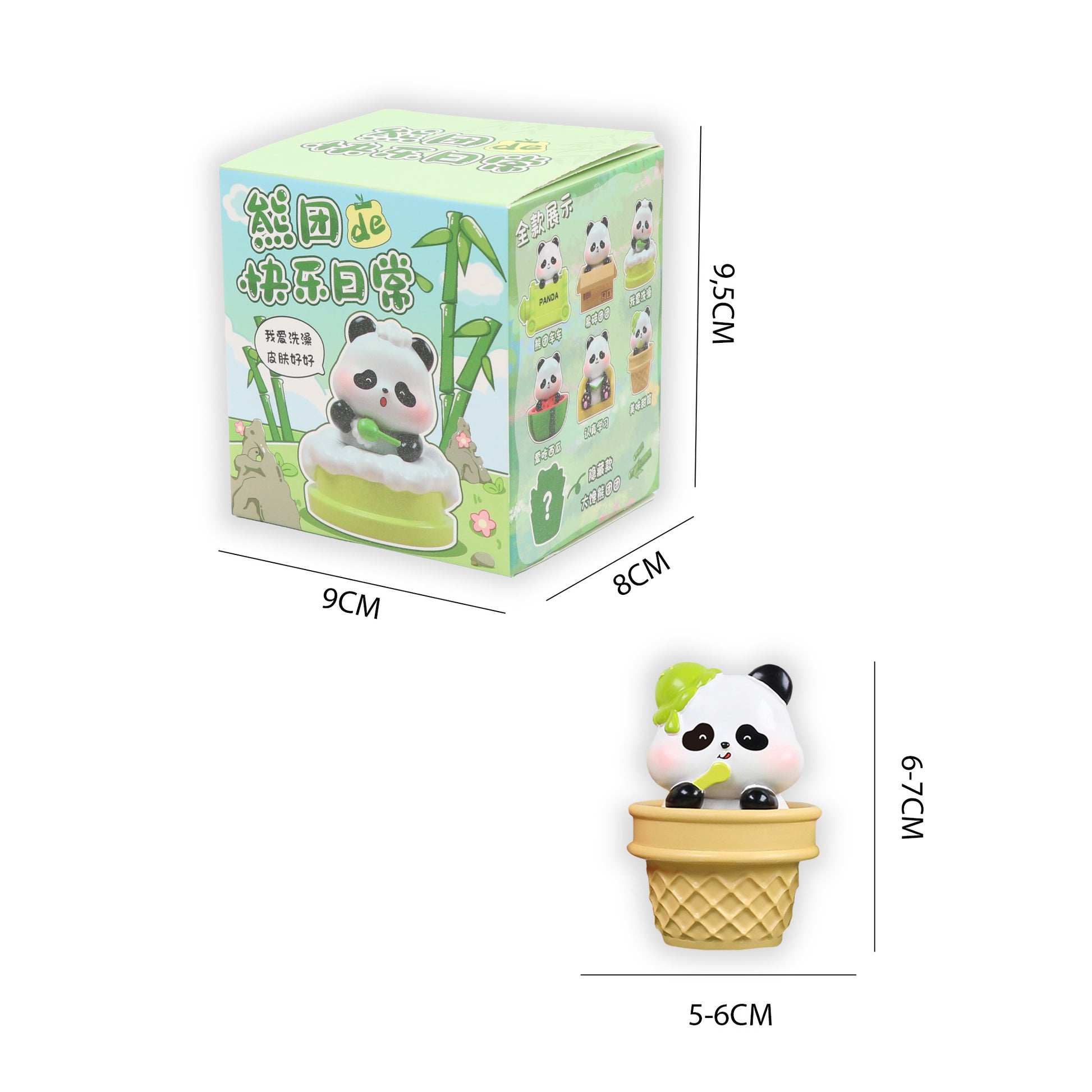 Dimensiones blind box Oso Panda Newplay - medidas figura y caja