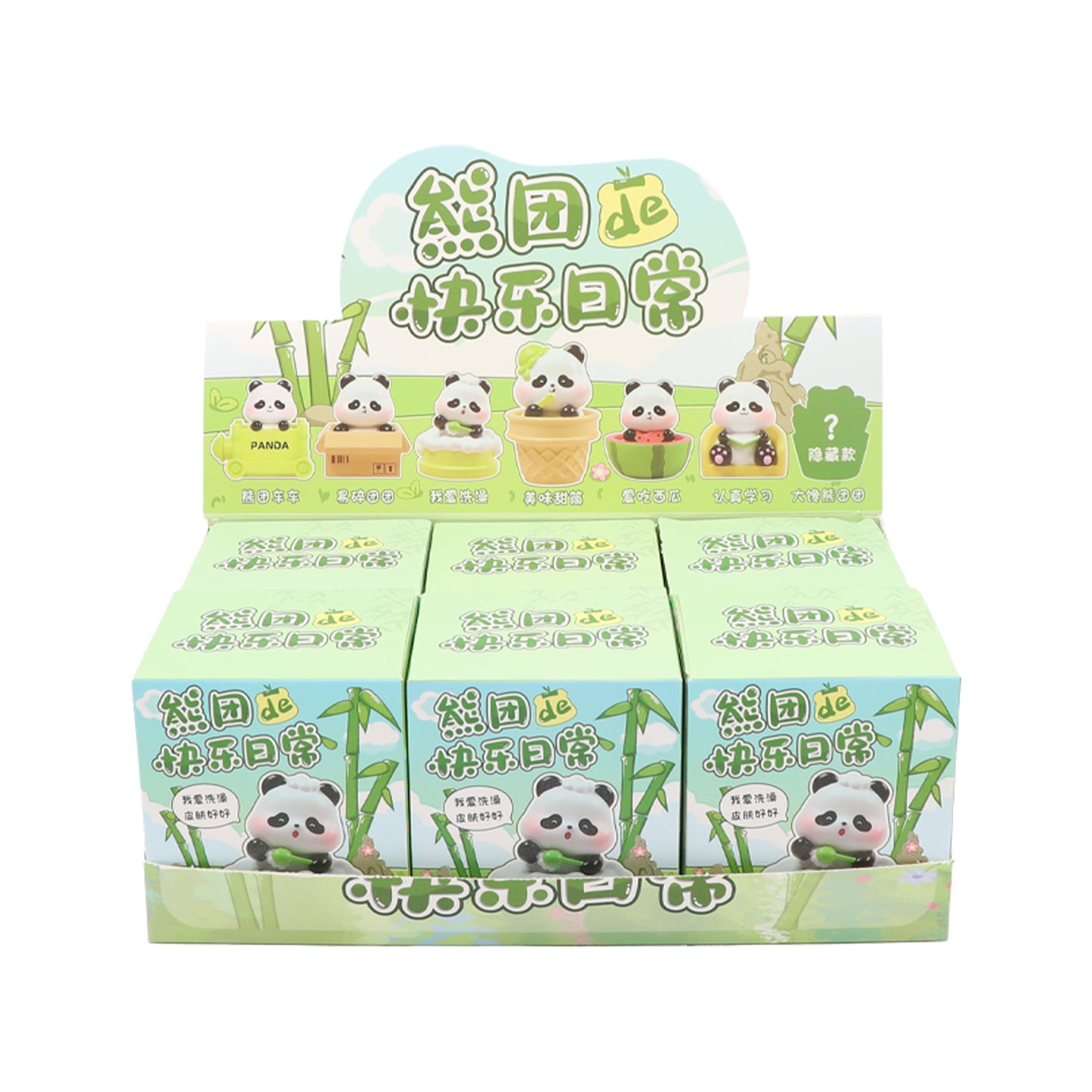 Set completo blind box Oso Panda 6 figuras Newplay - colección vida diaria