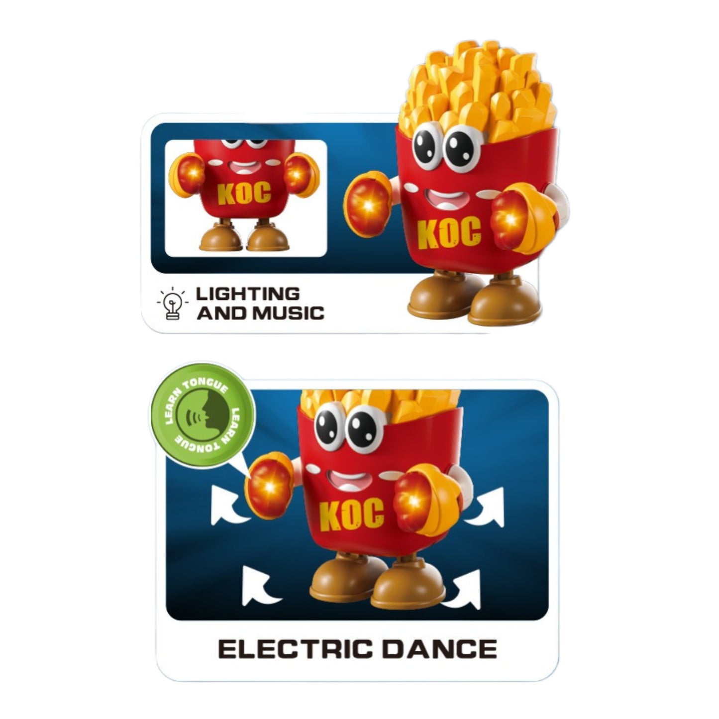 Robot chips dansant avec lumières et musique