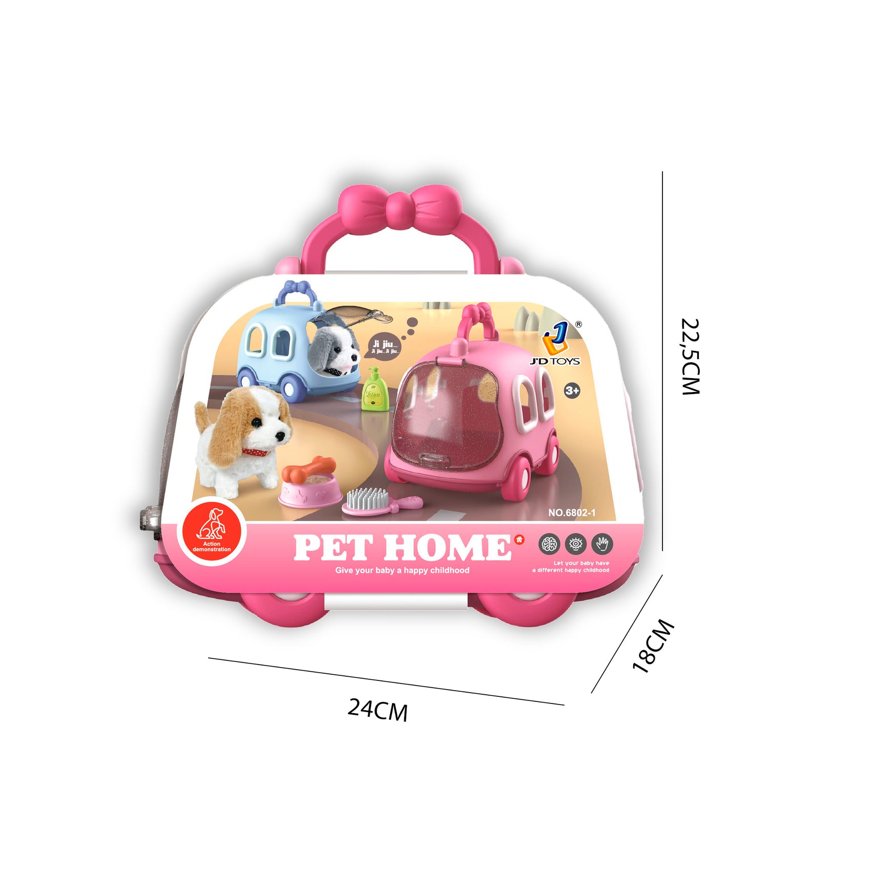 Transportín con Peluche Perrito Interactivo con Movimiento y Sonido