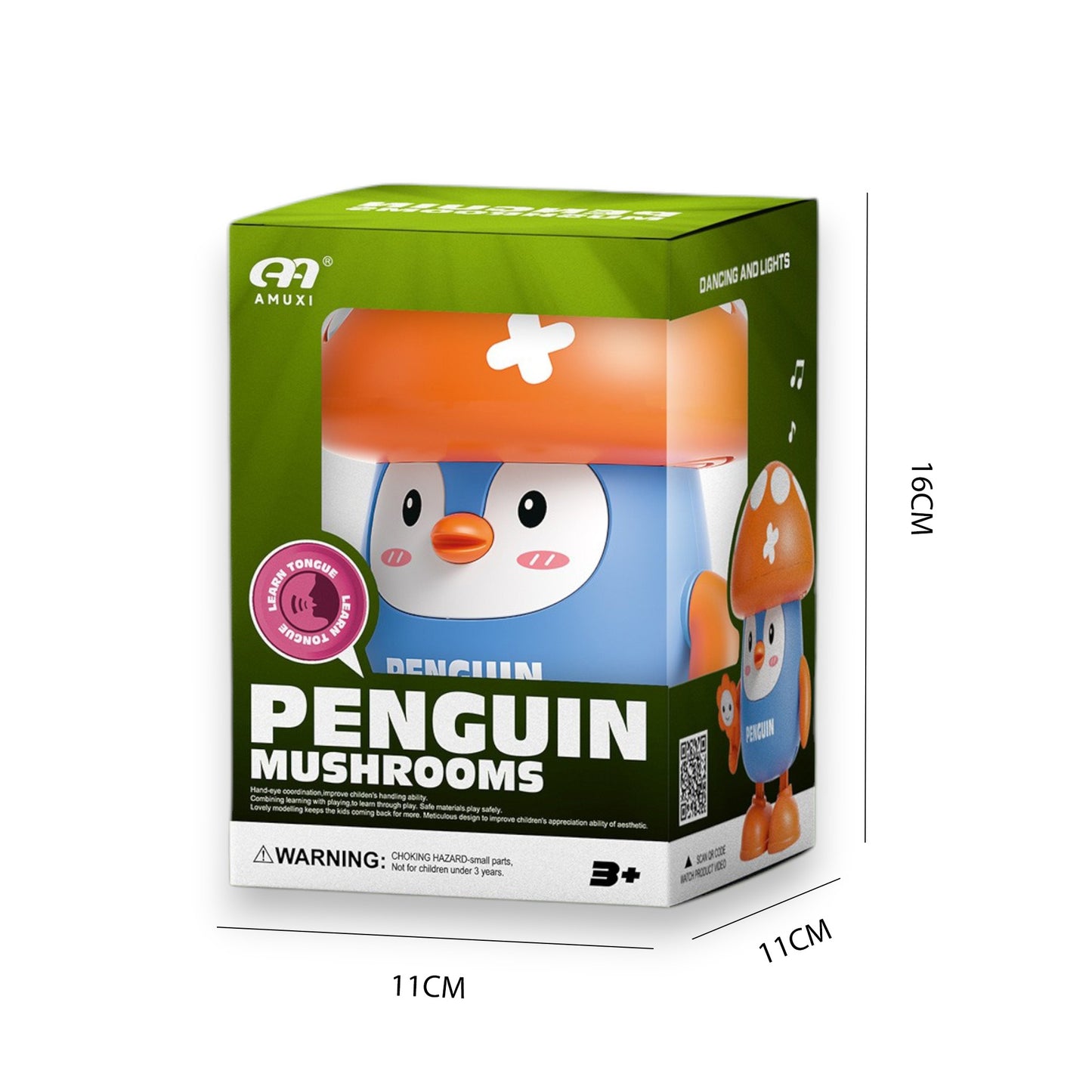 Dancing Mushroom-Headed Penguin with Lights and Music