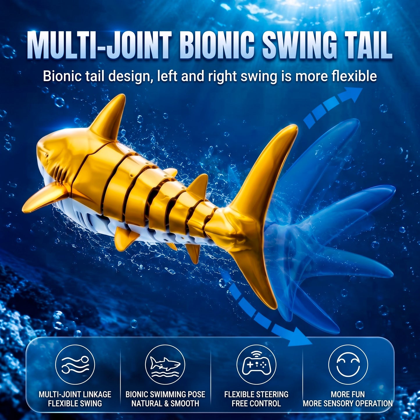 Shark Aquatic Toy Remote Control with Realistic Movement in the Water and Water Sprayer