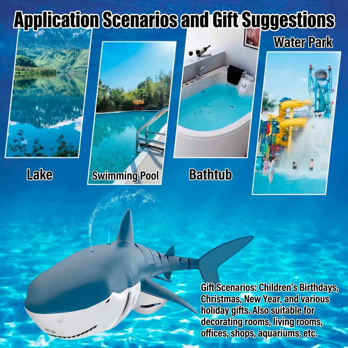 Shark Aquatic Toy Remote Control with Realistic Movement in the Water and Water Sprayer