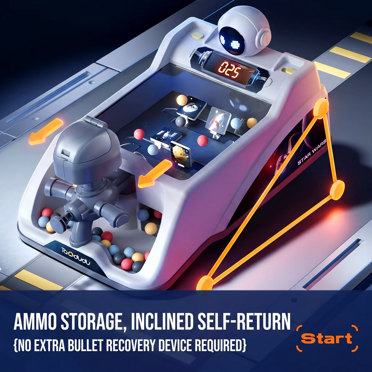 Juego de Tiro Espacial Tipo Arcade para Niños Lanzador de Bolas con Marcador Digital Electrónico Retorno Automático y Batería Recargable USB