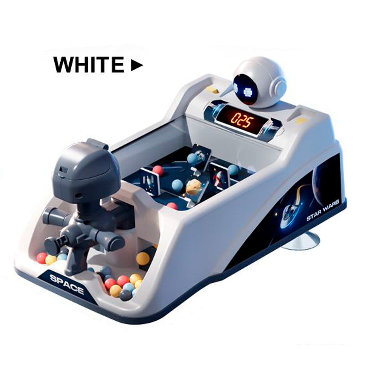 Juego de Tiro Espacial Tipo Arcade para Niños Lanzador de Bolas con Marcador Digital Electrónico Retorno Automático y Batería Recargable USB