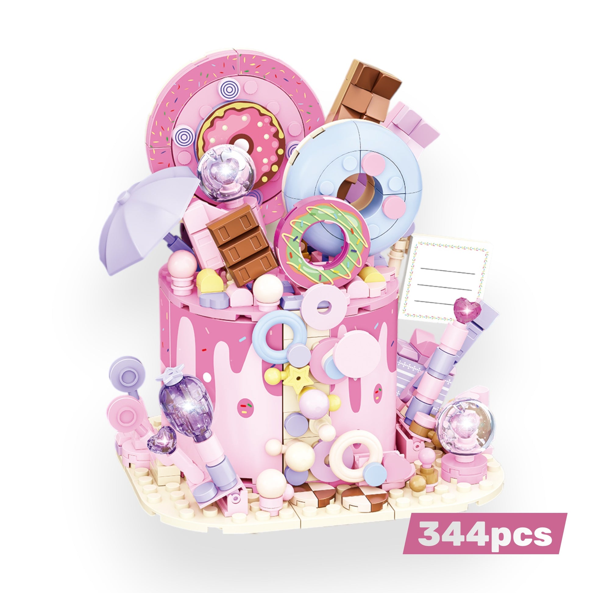 Bloques de construcción pastel rosa Sweetheart Genki Cake 344 piezas Newplay - juguete educativo