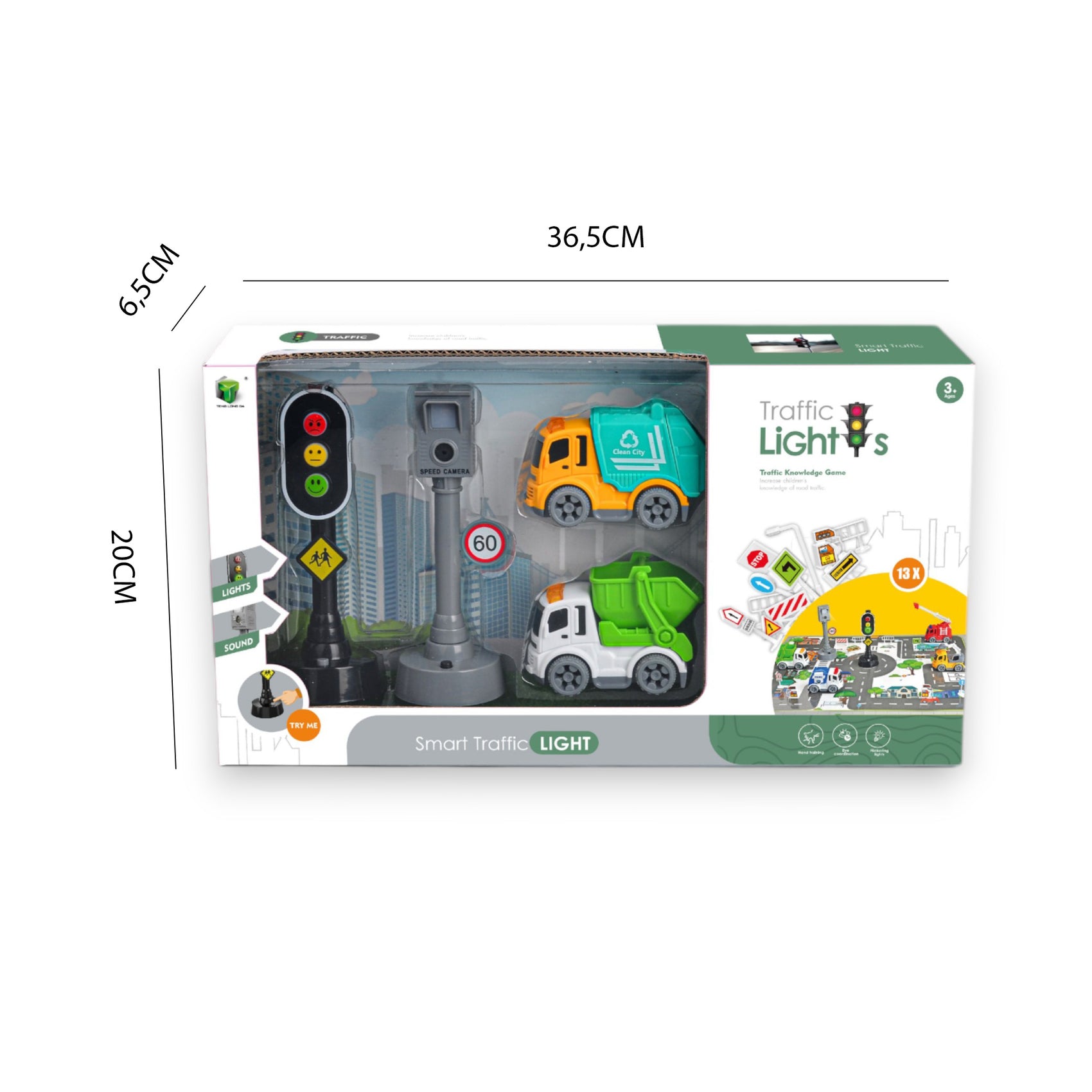 Set Juego de Tráfico Interactivo con Semáforo Cámara de Velocidad con Luces y Sonidos Coches Camiones y 13 señales de tráfico