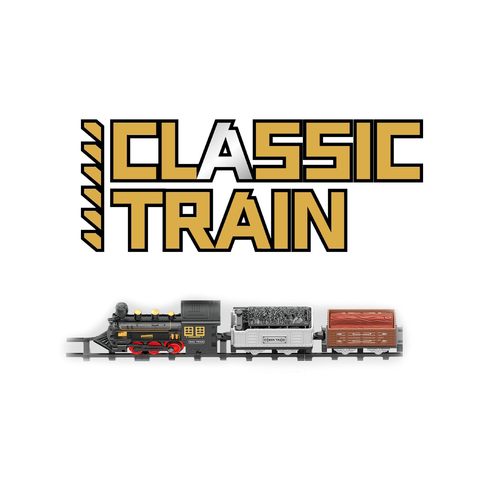 TREN DE VAPOR CLASICO CON DOS VAGONES Y RAILES