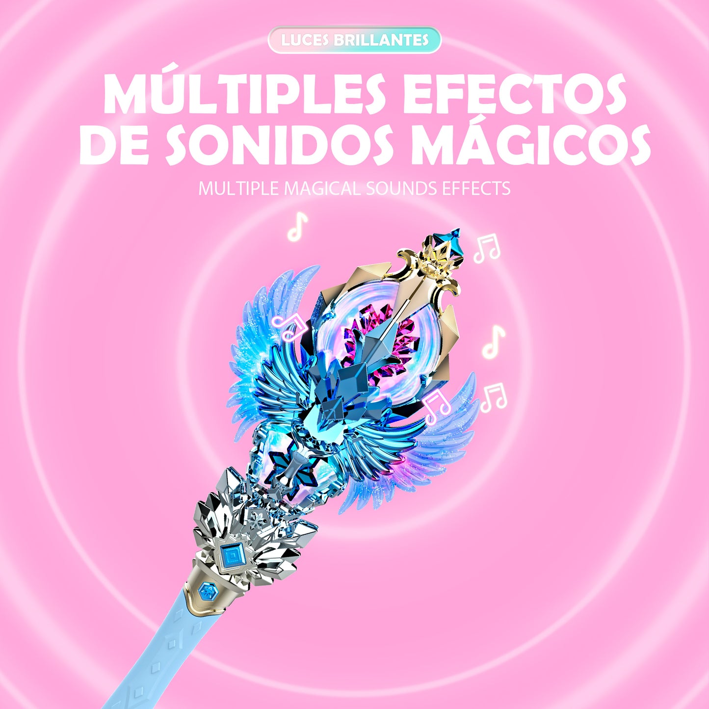 Varita Mágica Princesa de Alas con Rotación Luces y Música