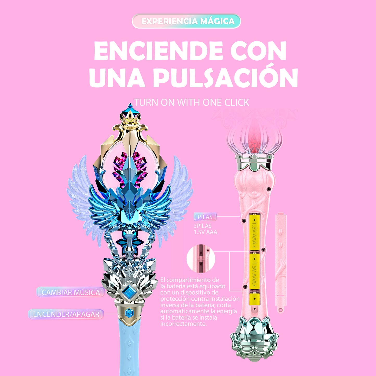 Varita Mágica Princesa de Alas con Rotación Luces y Música