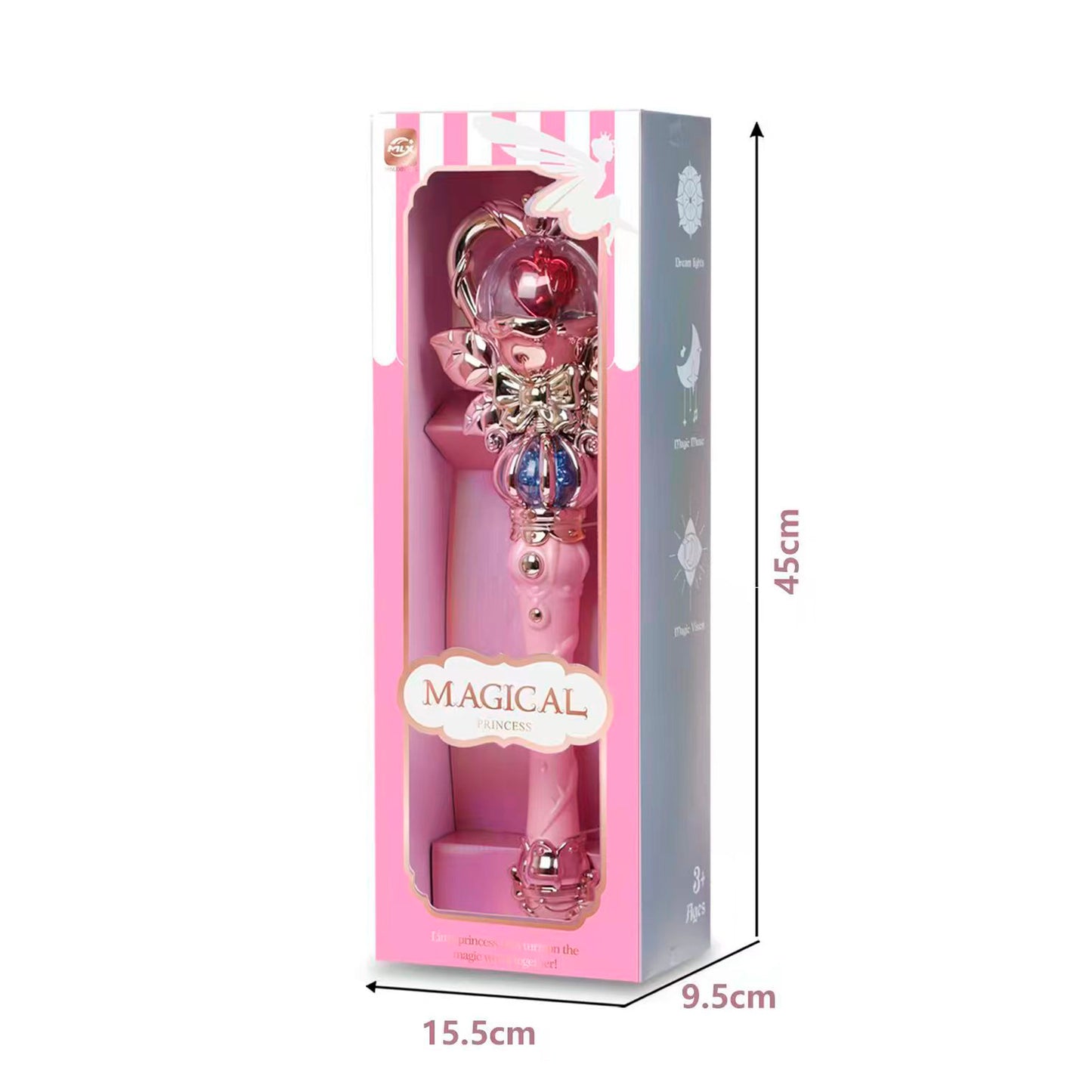 Varita Mágica Princesa de Corazón con Rotación Luces y Música