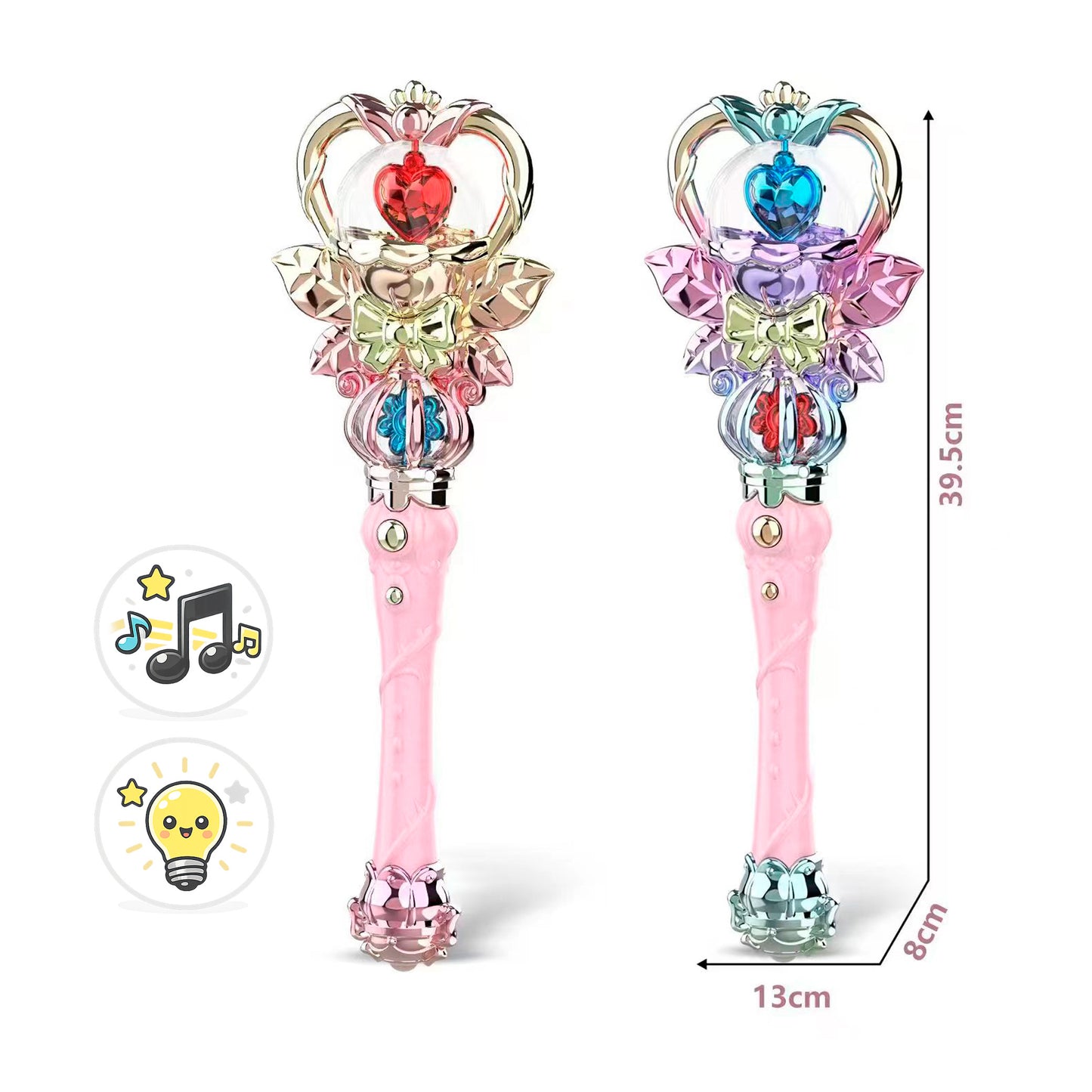 Varita Mágica Princesa de Corazón con Rotación Luces y Música