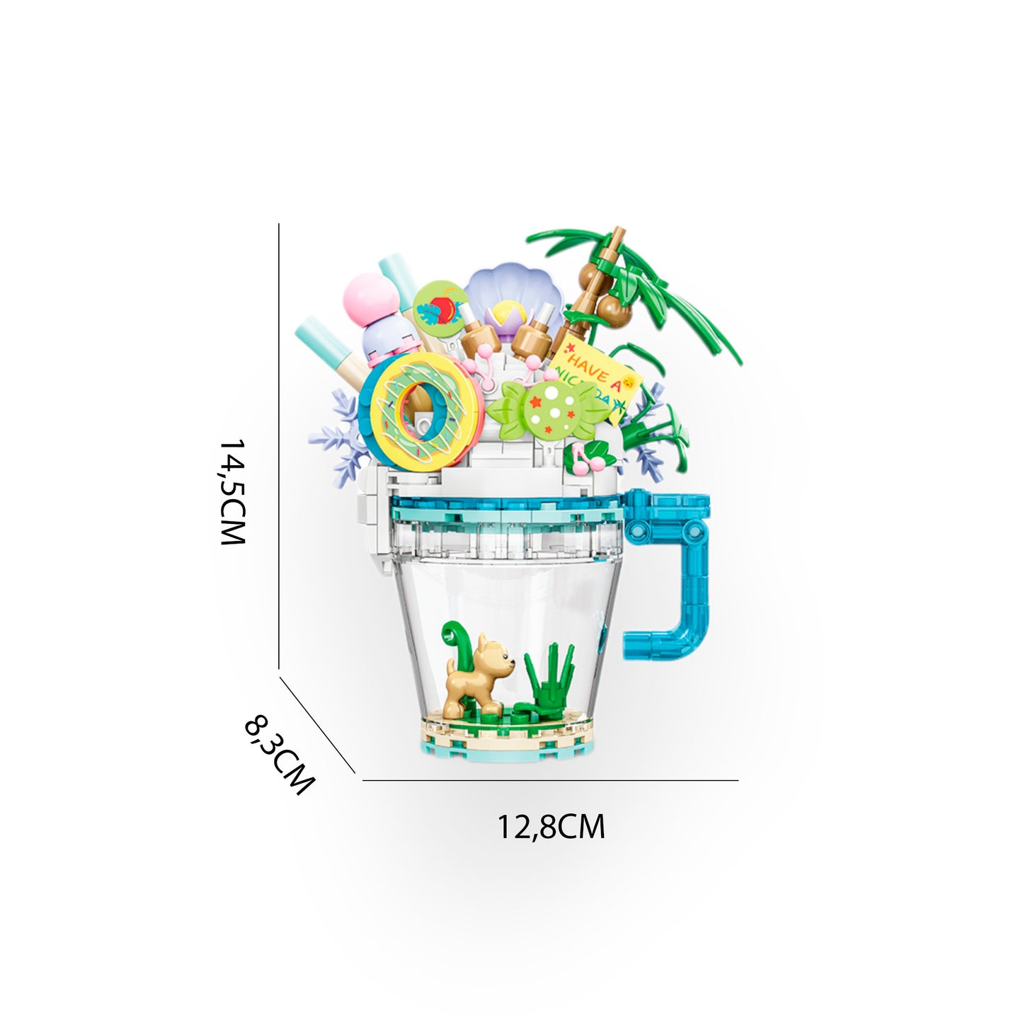 Dimensiones bloques construcción Bubble Water coco 219 piezas Newplay - medidas producto armado